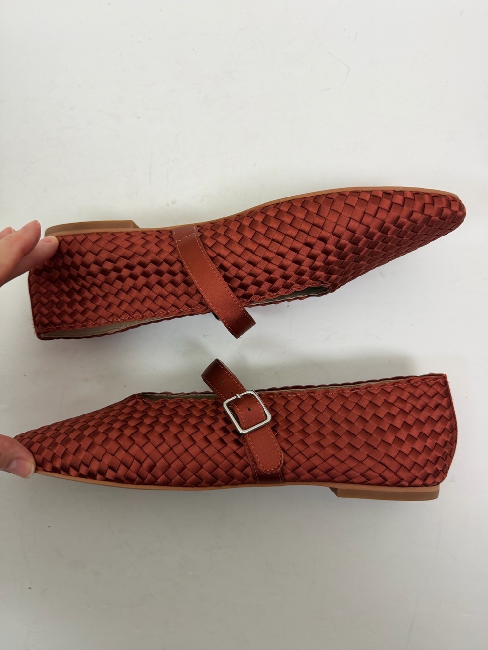 NEW Steve Madden Dreaming Mary Jane Ballet Flat In Warm Rust Satin Size 9 - Picture 8 of 13